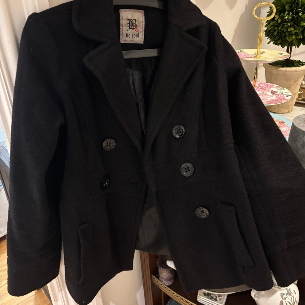 Be Cool Black Double-Breasted Coat